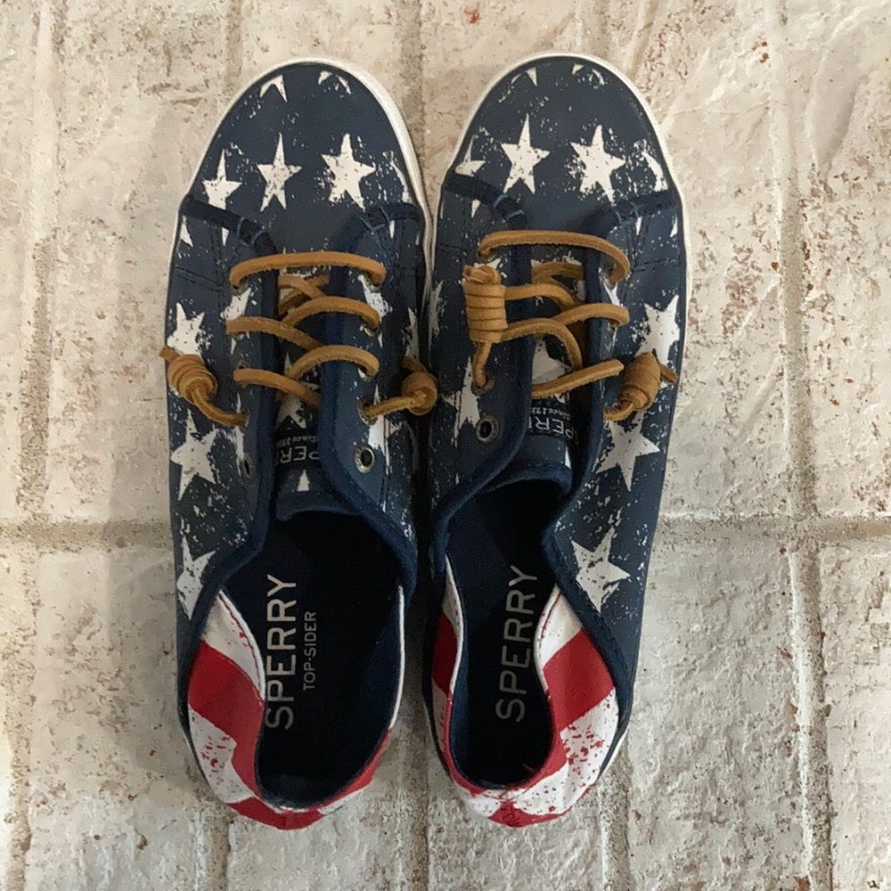 American flag Sperry sneakers.
